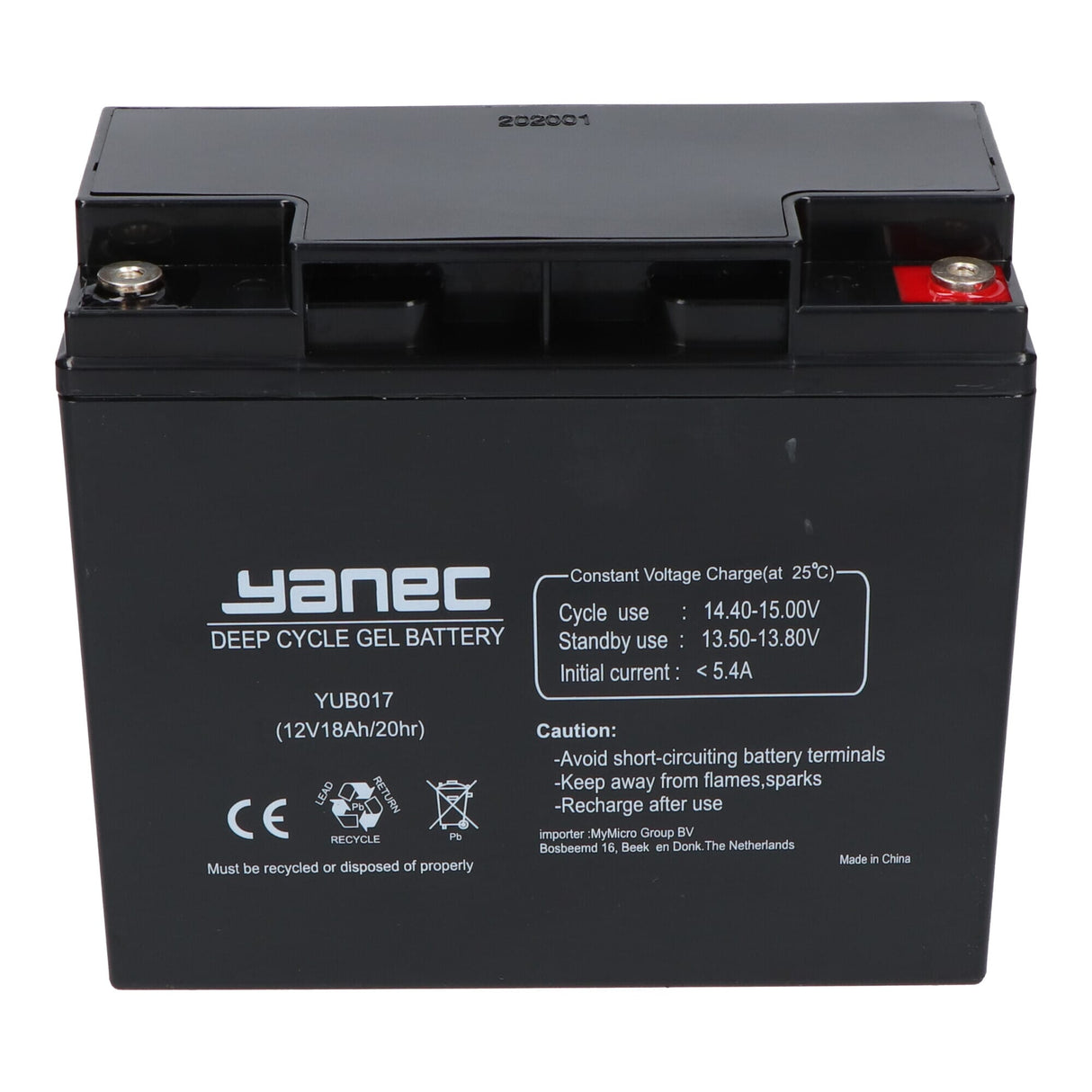 Yanec gel accu 12v 18ah