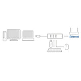ACT Connectivity USB Hub 3.2 3x USB-A ethernet, zwart