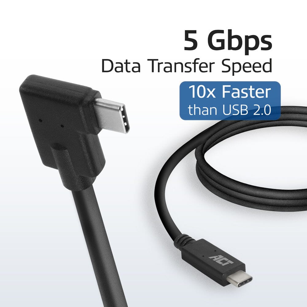 Act usb 3.2 gen1 aansluitkabel c male - c male (haaks) 1m