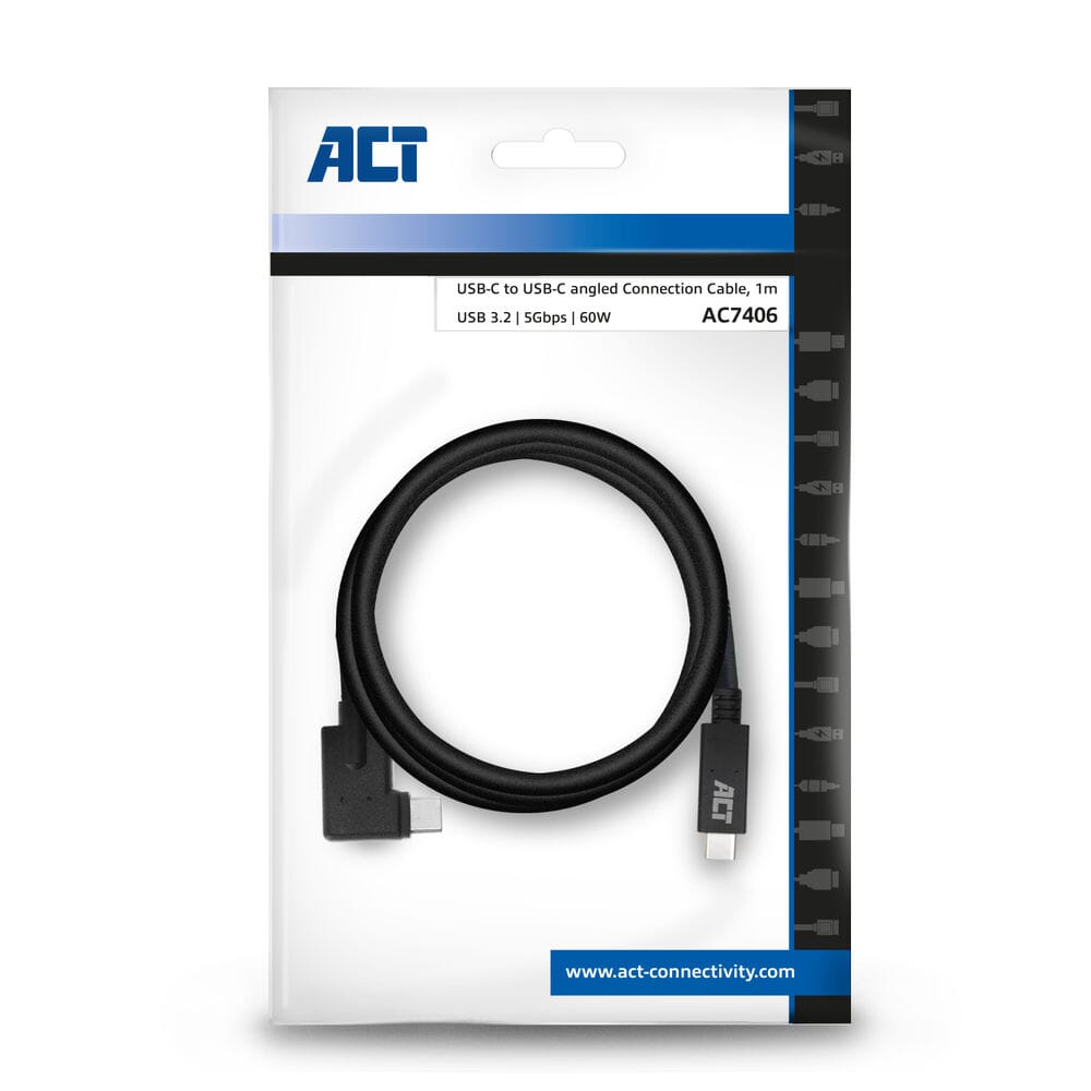 Act usb 3.2 gen1 aansluitkabel c male - c male (haaks) 1m