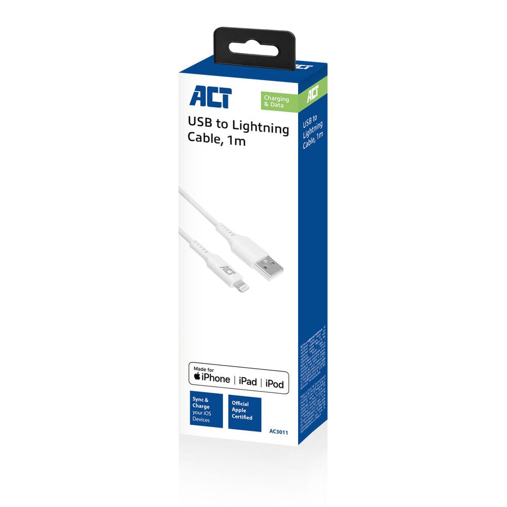 Act usb a naar lightning laad- en datakabel 1m mfi certified
