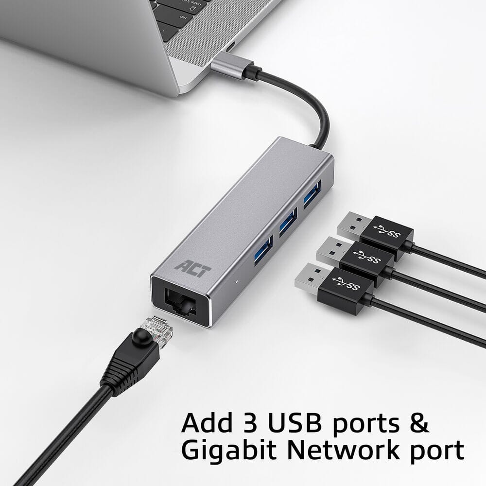 Act usb-c hub 3.0, 3x usb-a, gigabit ethernet