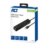 ACT Connectivity USB Hub 7 port met aanen uit schakelaar