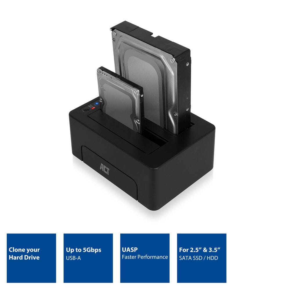 Act 2,5 en 3,5 inch sata dual harde schijf dock usb 3.2 gen1