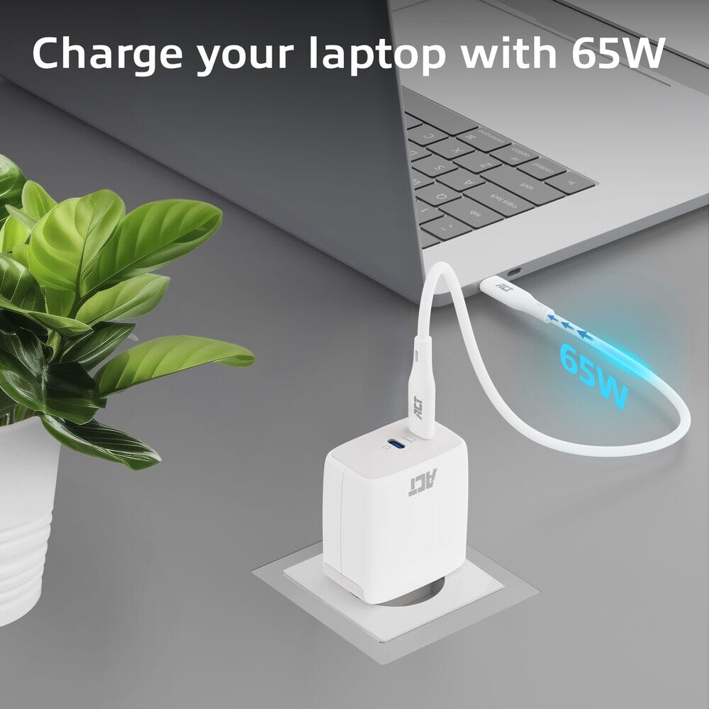 ACT Connectivity USB-C Lader 65W 2-port met Delivery PPS en G