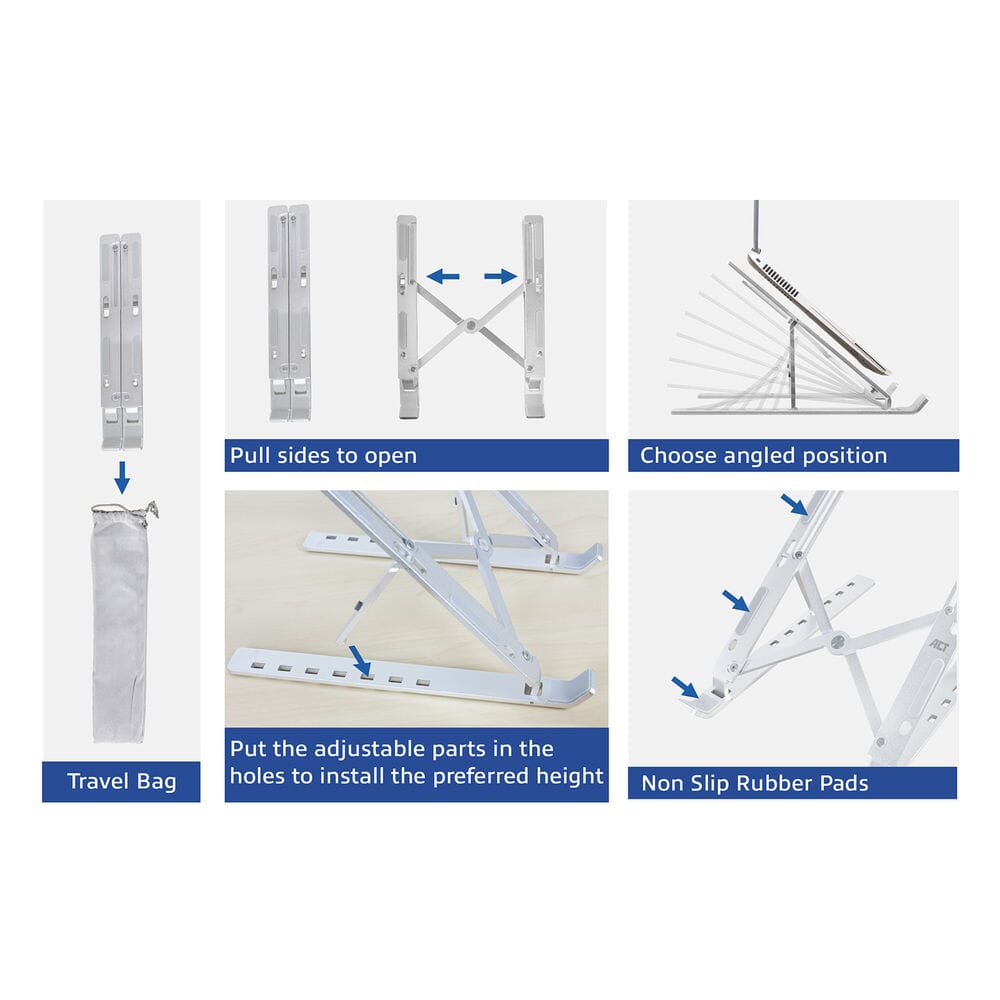 ACT Connectivity Laptopstandaard aluminium, opvouwbaar