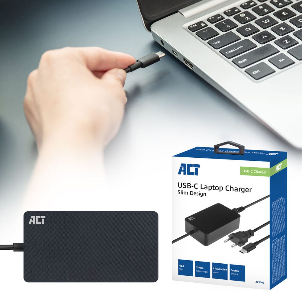 Act usb-c laptoplader met power delivery profielen 65w