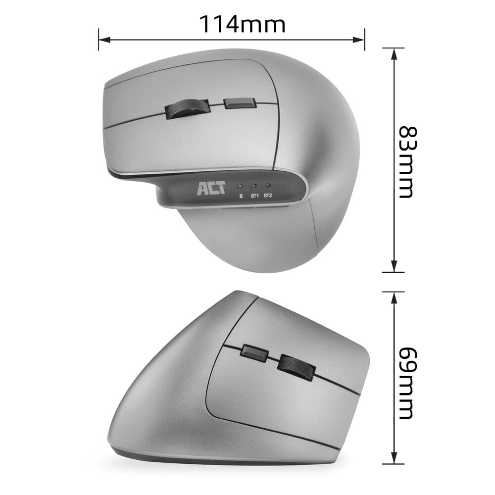 ACT Connectivity Draadloze Ergonomische Muis met Bluetooth en USB-C