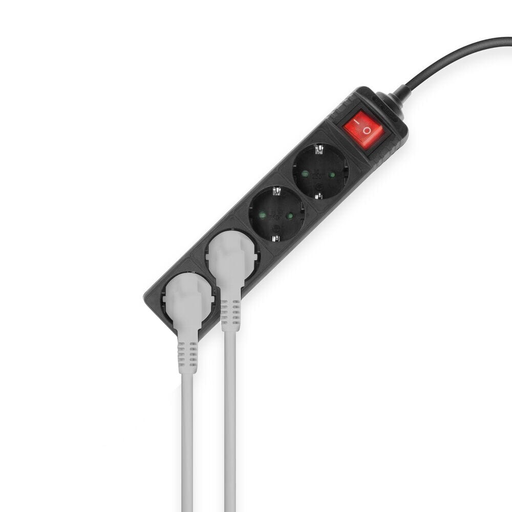 Act stekkerdoos met schakelaar, 4 sockets, 2 m, zwart