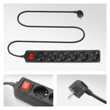 Act stekkerdoos met lichtgevende schakelaar, 6 sockets, 3 m