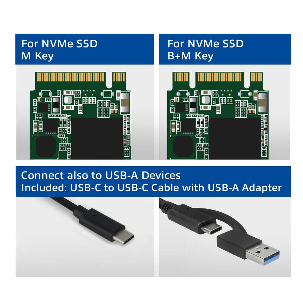 Act usb-c m.2 nvme pcie ssd enclosure, tool-free