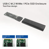 Act usb-c m.2 nvme pcie ssd enclosure, tool-free