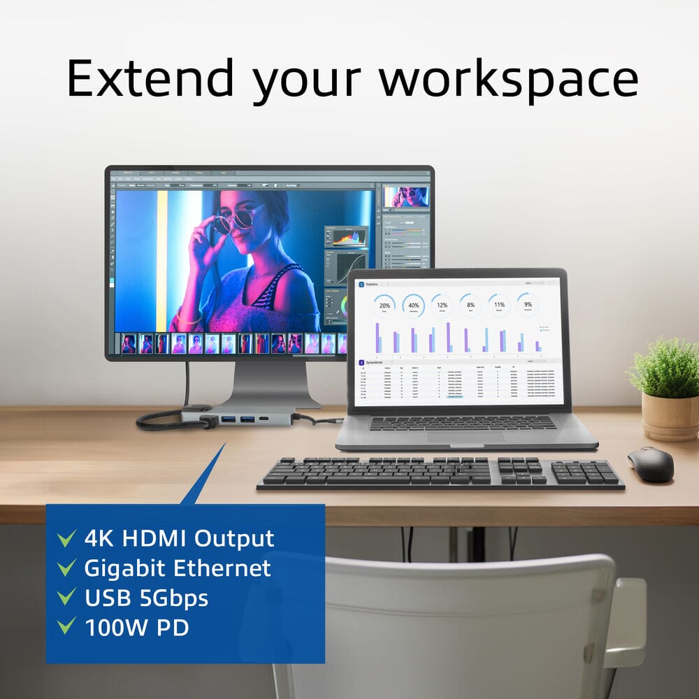 Act usb-c 4k docking station for hdmi monitor, ethernet pd