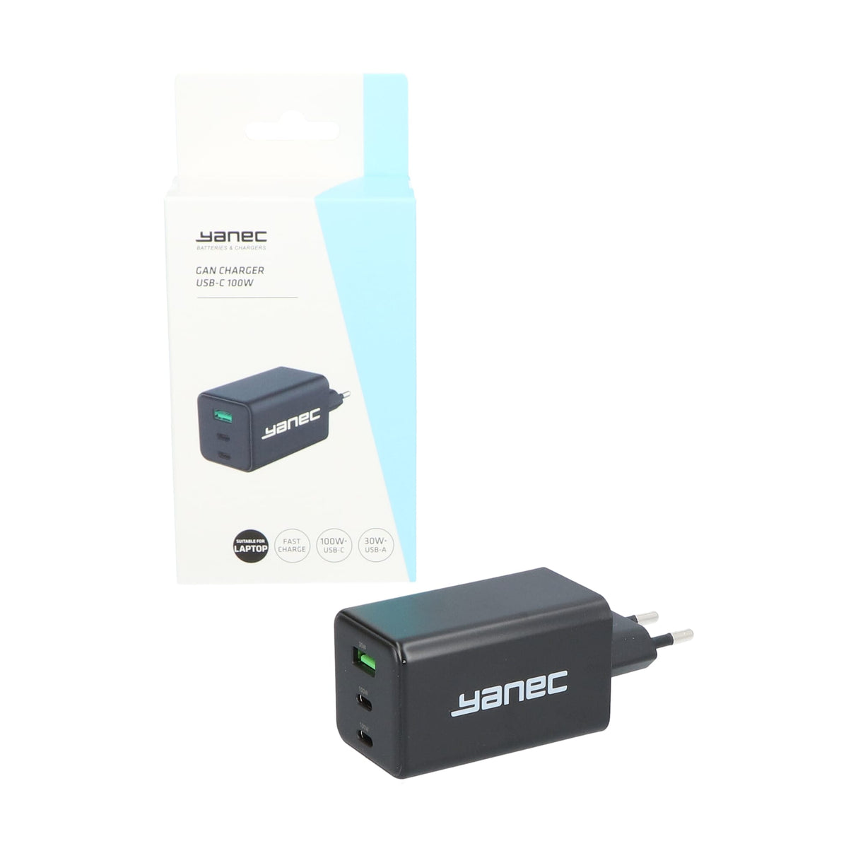Yanec compacte gan lader usb-a usb-c 100w