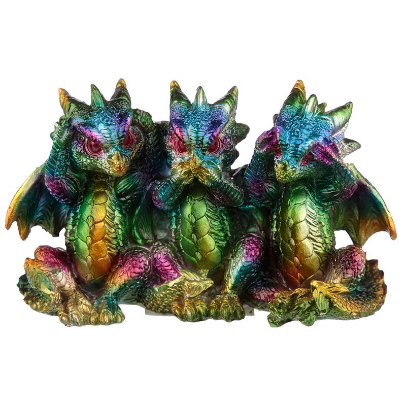 Regenboog metallic draak horen zien zwijgen