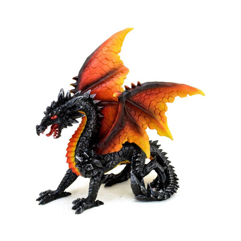 Dark legends beschermer van de nacht obsidiaan vuur draak 17cm