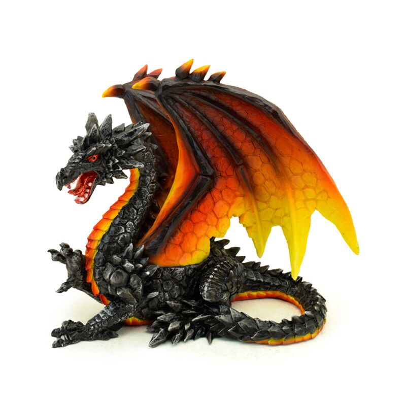 Dark legends beschermer van de nacht obsidiaan vuur draak 21cm