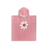 Daisy flower | rood witte katoenen strandponcho 65 x 65 cm