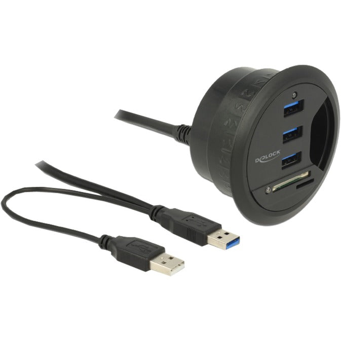DeLOCK In-Desk Hub 3 Port USB 3.0 + 2 Slot SD Card Reader