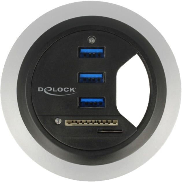 DeLOCK In-Desk Hub 3 Port USB 3.0 + 2 Slot SD Card Reader