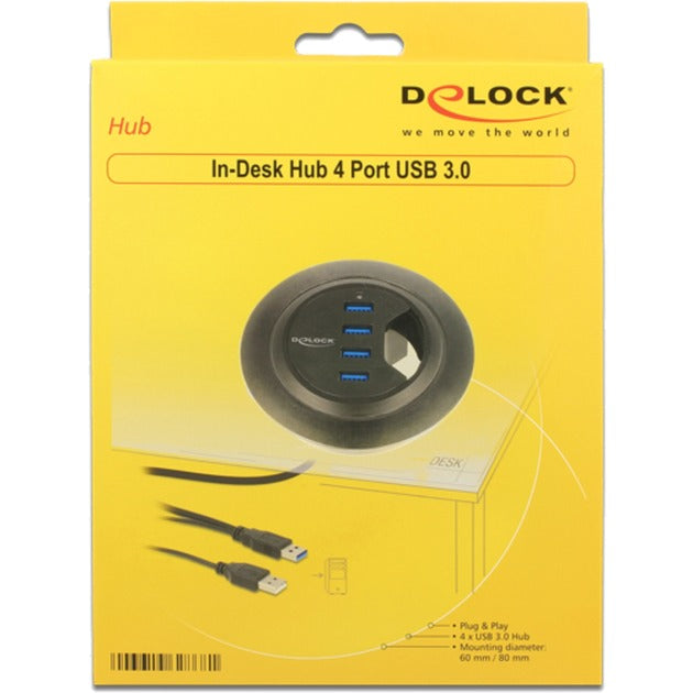 DeLOCK In-Desk Hub 4 Port USB 3.0
