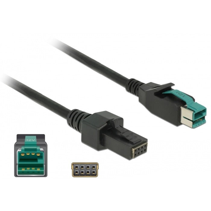 DeLOCK PoweredUSB kabel male 12 V > 2 x 4 pin male voor P
