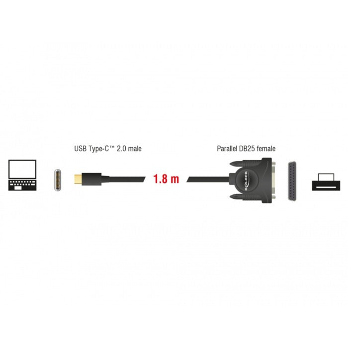 DeLOCK USB-C 2.0 male > 1 x Parallel DB25 female