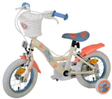 Stitch disney kinderfiets - meisjes - 12 inch - twee handremmen - crème koraal blauw