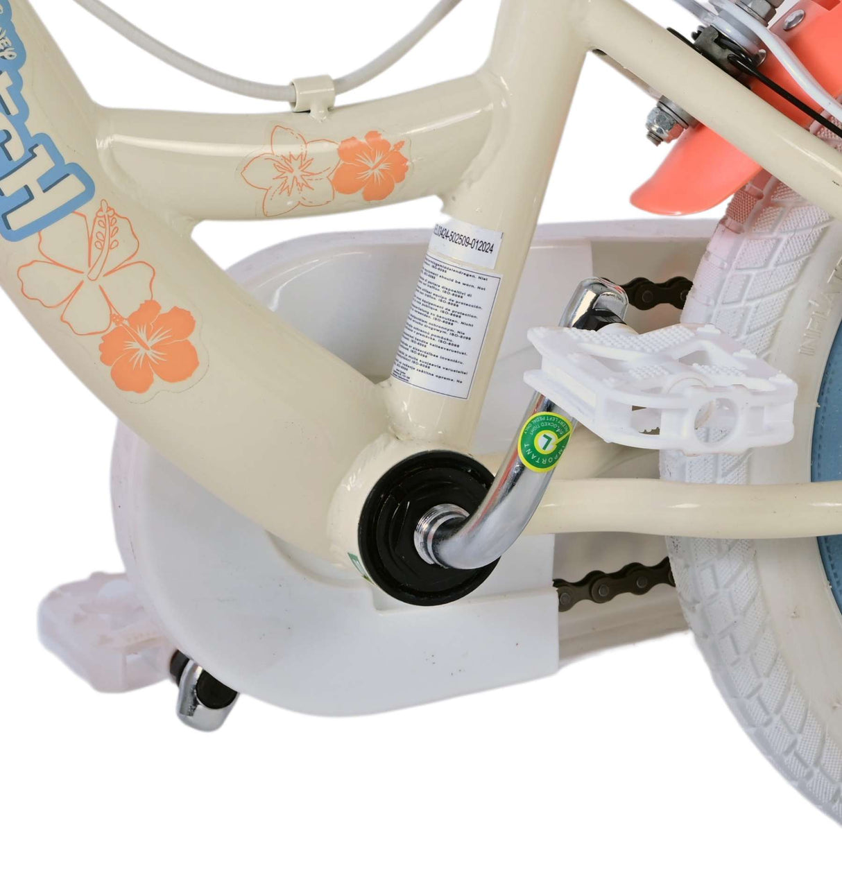 Stitch disney kinderfiets - meisjes - 12 inch - twee handremmen - crème koraal blauw