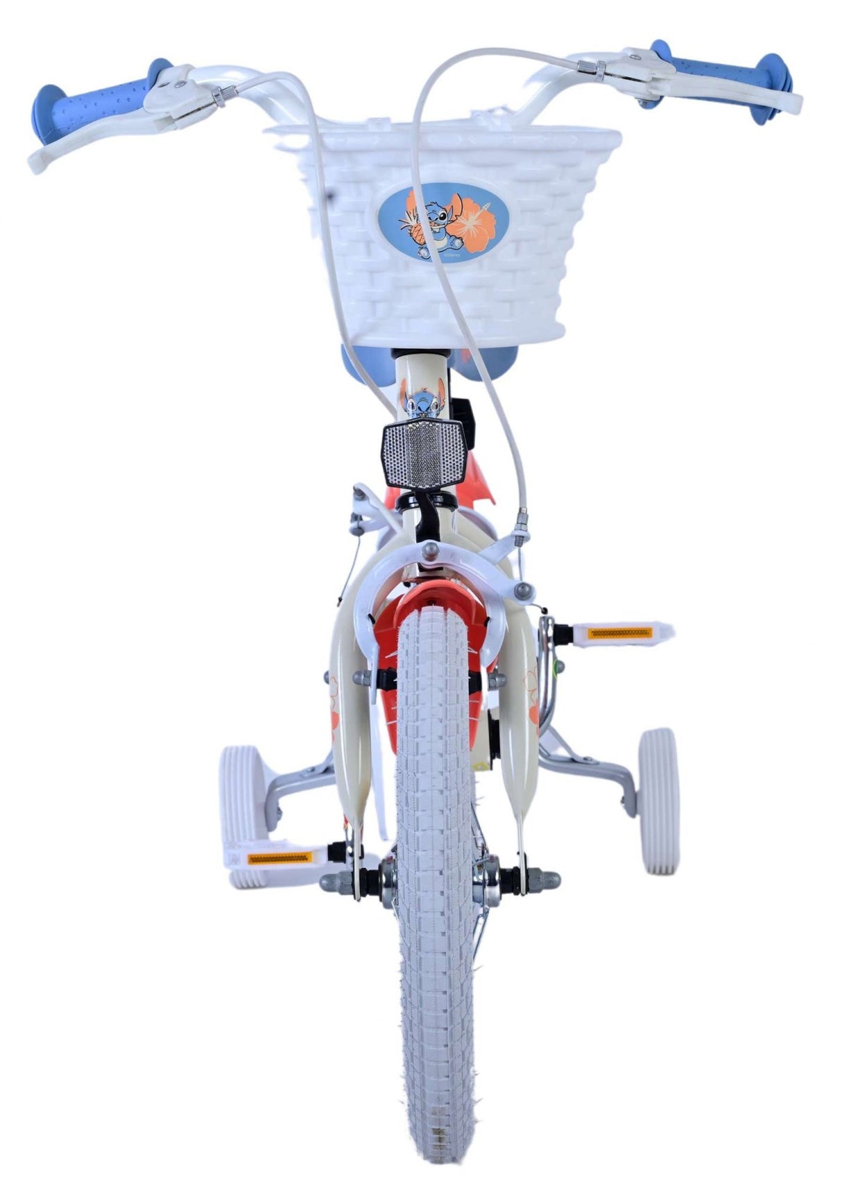 Stitch disney kinderfiets - meisjes - 14 inch - crème koraal blauw - twee handremmen