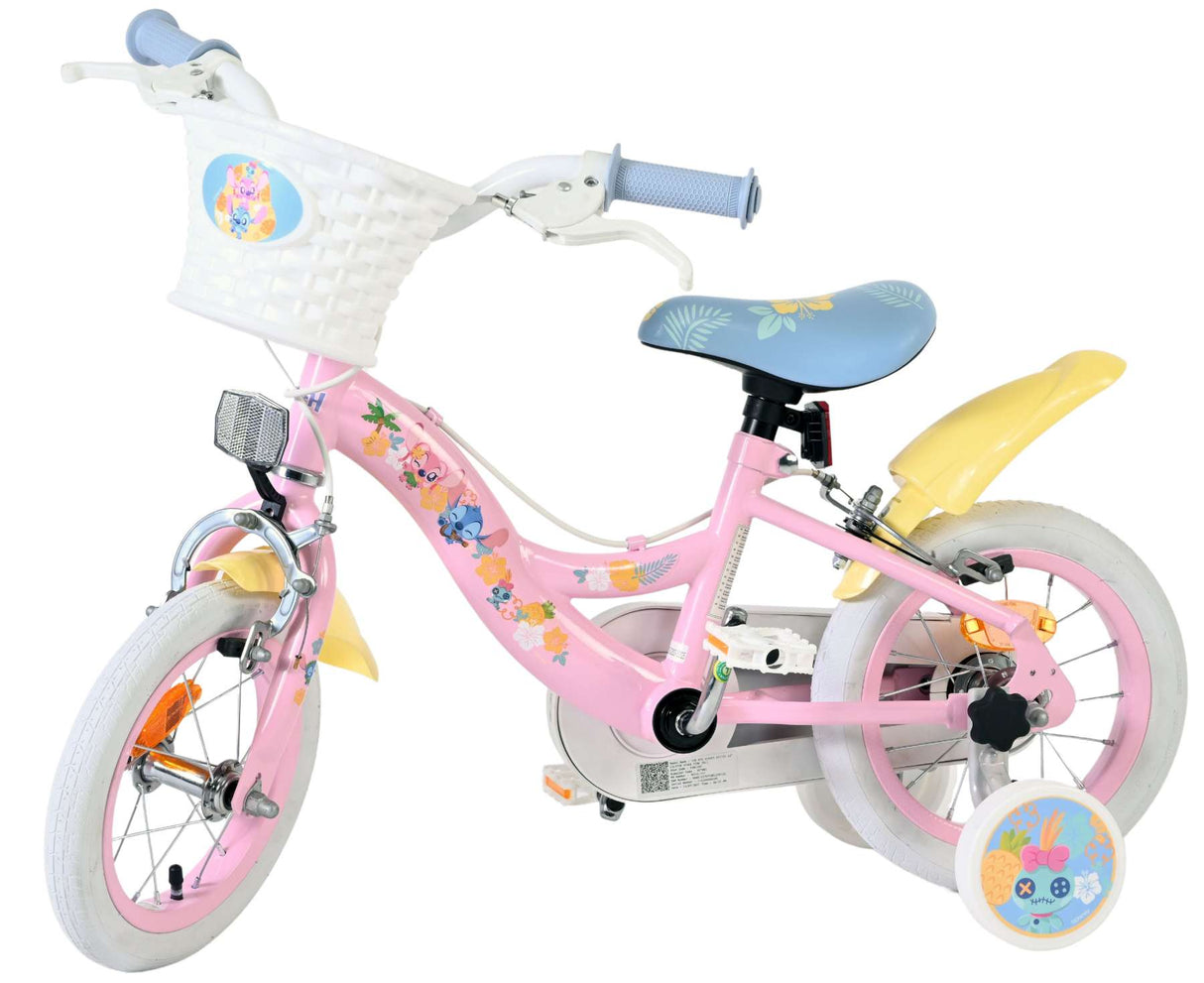 Stich disney stitch kinderfiets - meisjes - 12 inch - twee handremmen - roze