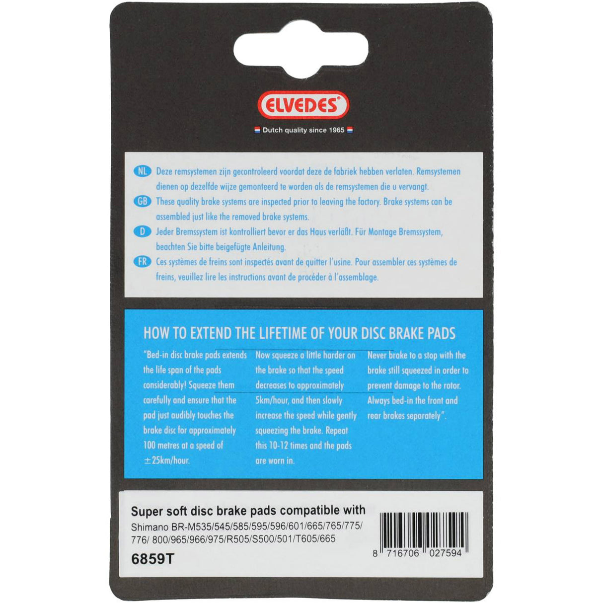 Elvedes schijfremblokken shimano trp | 6859t | grijs