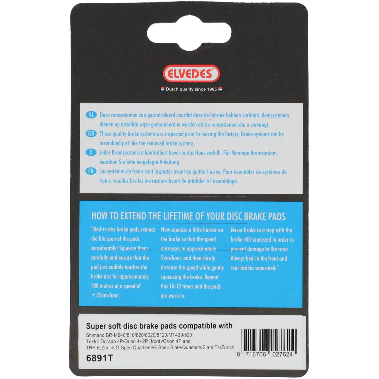 Elvedes schijfremblokken shimano | 6891t | grijs
