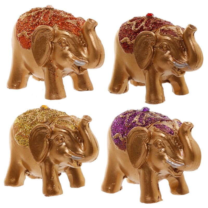 Mini metallic glitter geluk olifant verzamelobject
