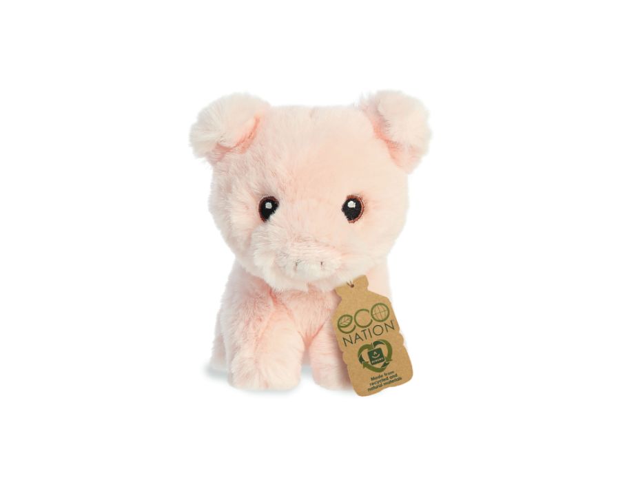 Eco nation pluchen knuffel - mini - varken - 13 cm