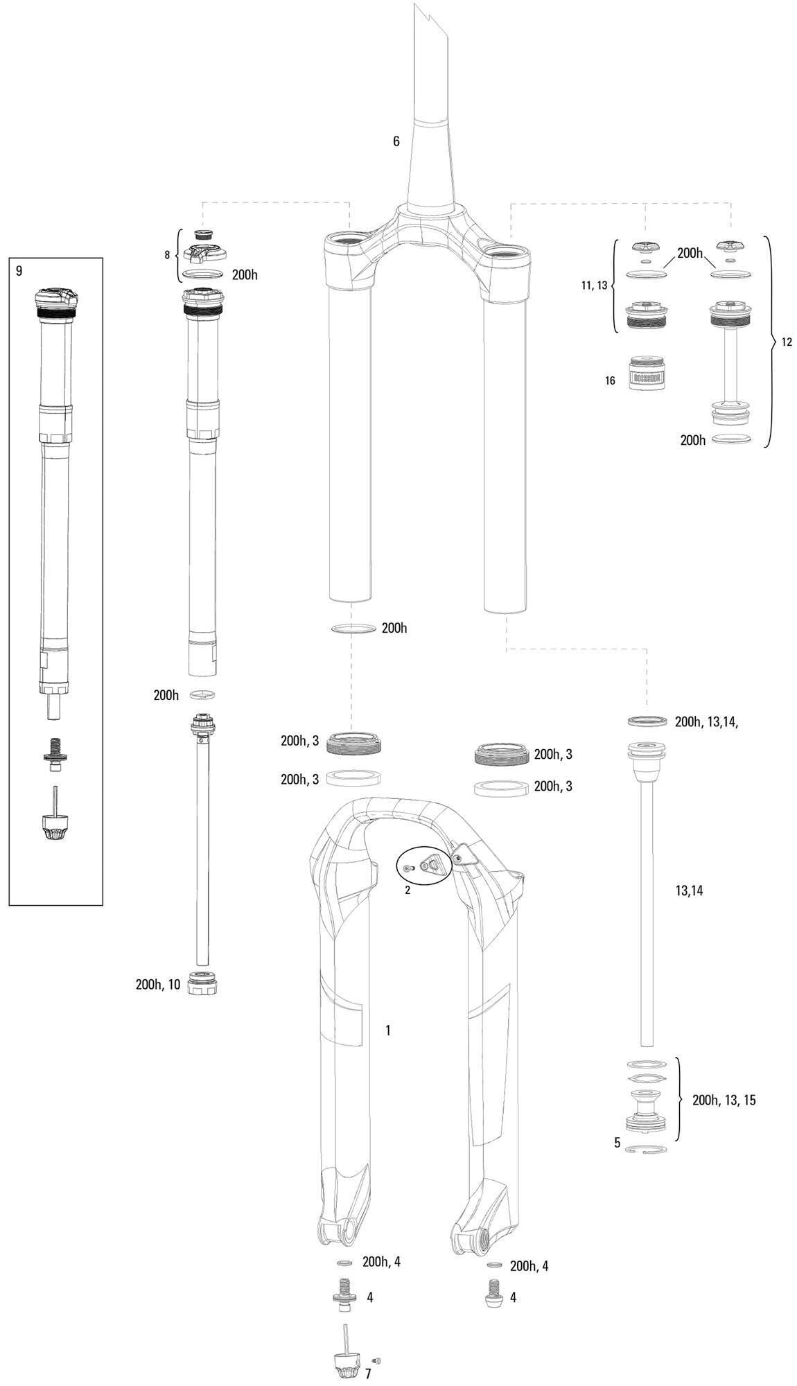 Rockshox verende voorvork pike dj 26 susp.fork rs pike dj 100mm black