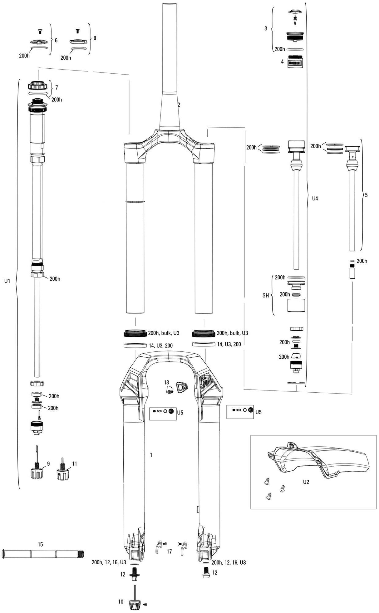 Rockshox verende voorvork lyrik ultimate rc2 27,5 boost sus.fork rs lyrik ult.rc2 27,5 140mm black