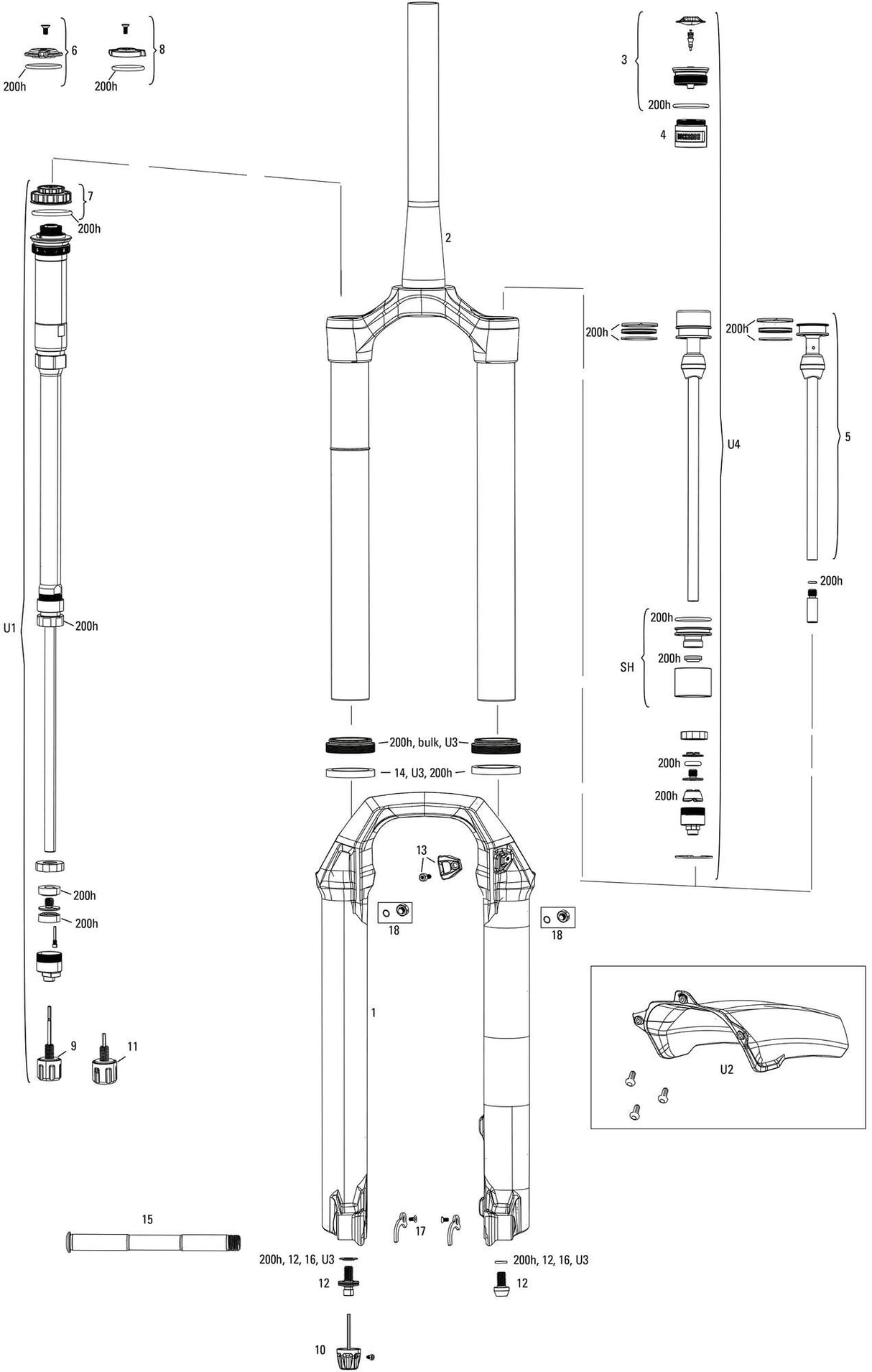 Rockshox verende voorvork pike ultimate rc2 27,5 boost susp.fork rs pike ult.rc2 27,5 120mm silver