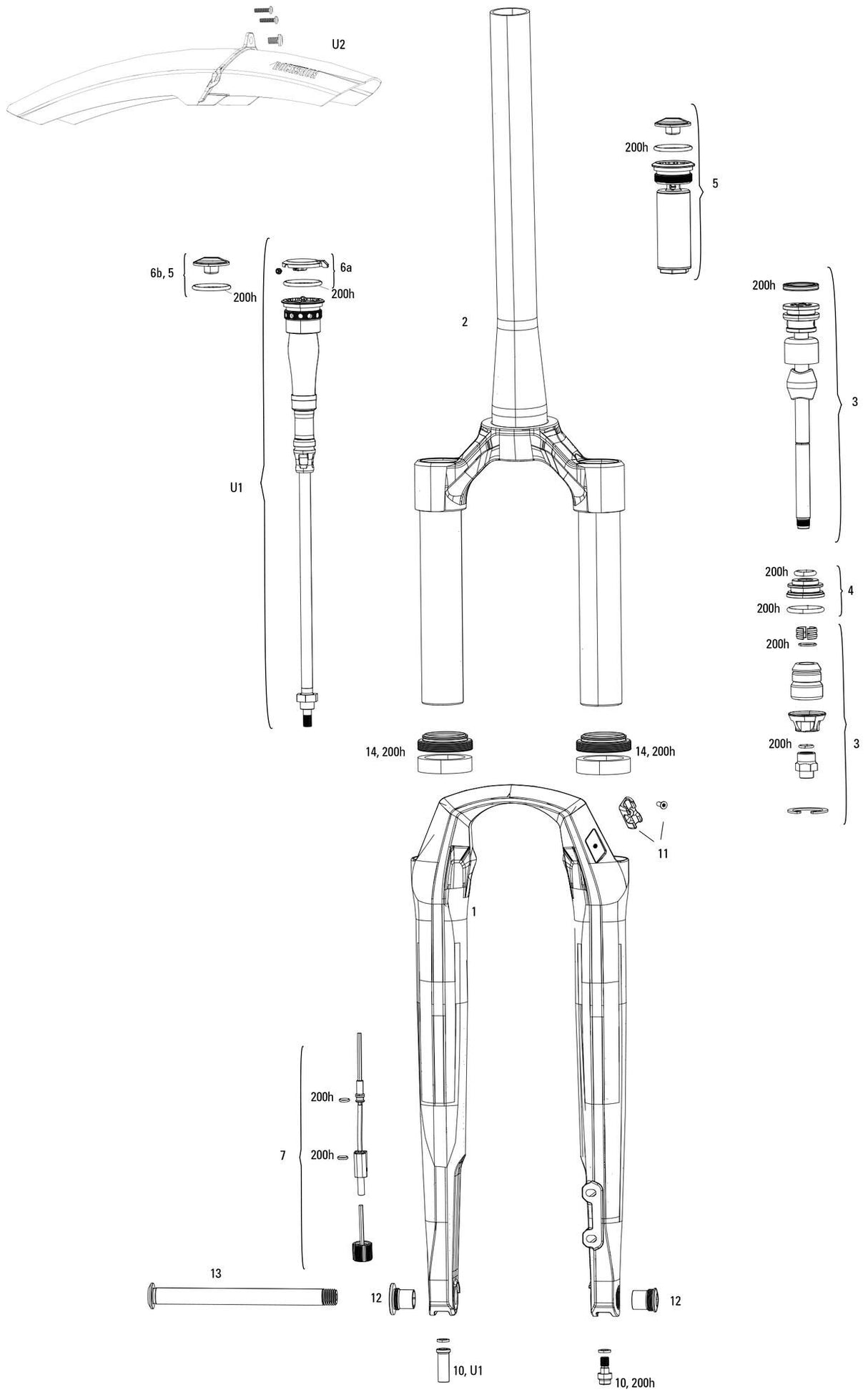 Rockshox verende voorvork rudy ultimate race day 2 xplr 28 rs suspension fork rudy u 700c 40mm 45off red