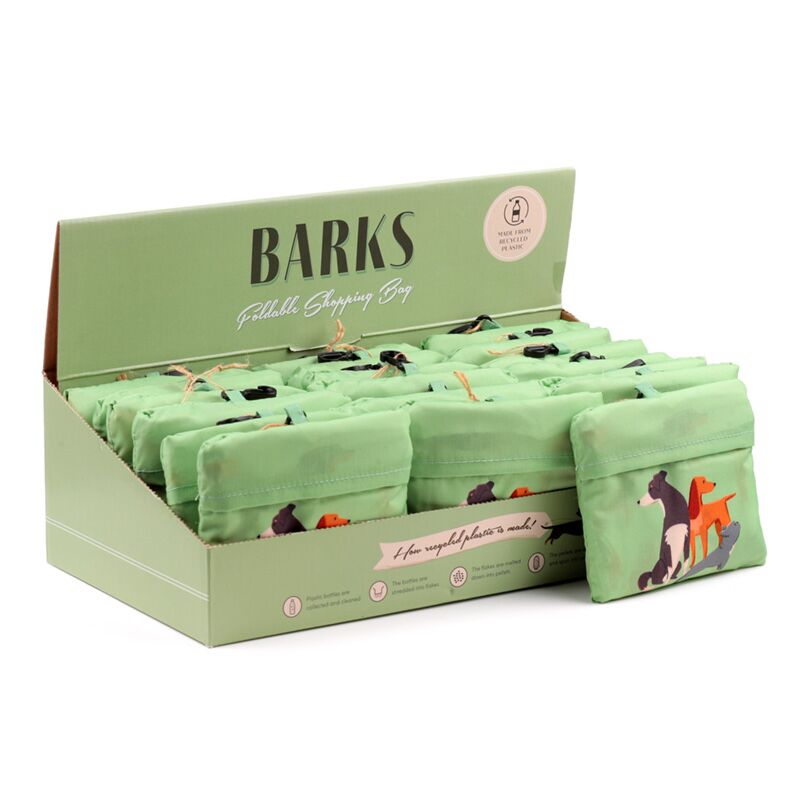Rpet opvouwbare tas- bag barks hond