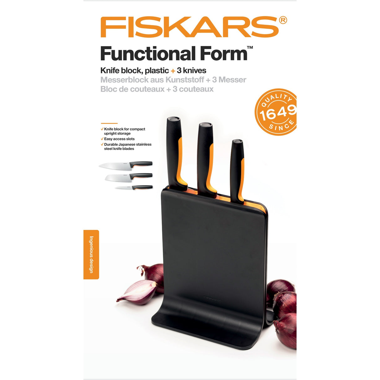 Fiskars Functional Form Kunststof messenblok met 3 messen