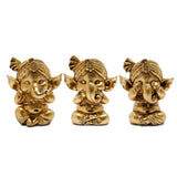 Set 3 gouden ganesh hoor spreek zie geen kwaad