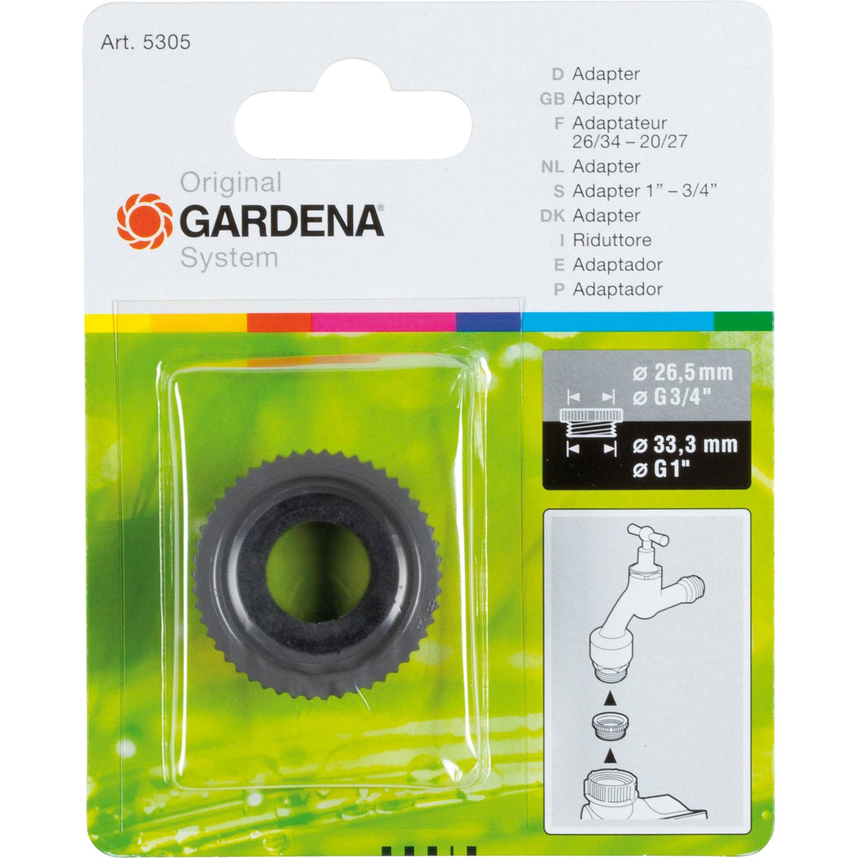 GARDENA Adapter 33,3 mm (G 1 ) 26,5 mm (G 3 4 )