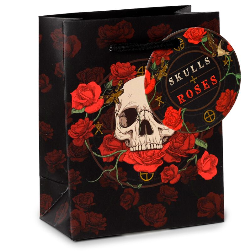 Schedel en rozen rode rozen - cadeautasje small