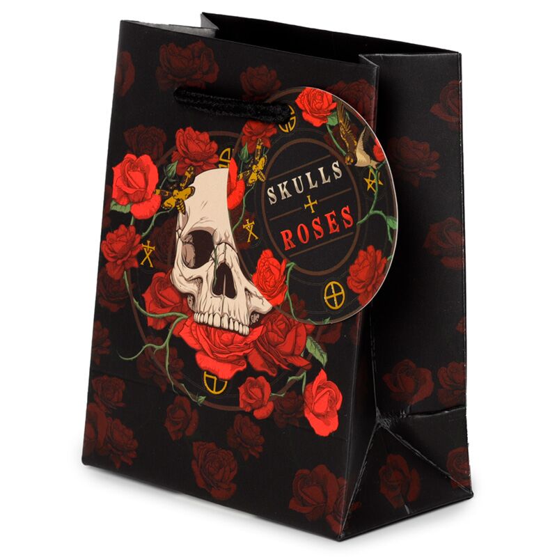 Schedel en rozen rode rozen - cadeautasje small