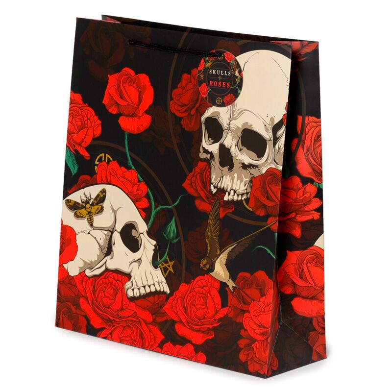 Schedel en rozen rode rozen- cadeautasje xl