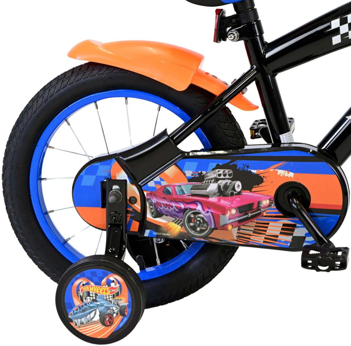 Hot wheels kinderfiets - jongens - 14 inch - zwart oranje blauw