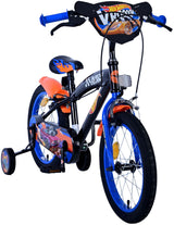 Hot wheels kinderfiets - jongens - 16 inch - zwart oranje blauw - twee handremmen