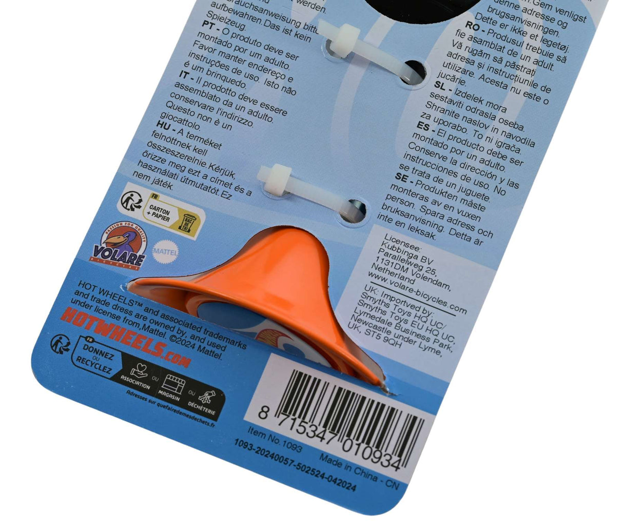 Hot wheels fietstoeter - jongens - oranje zwart