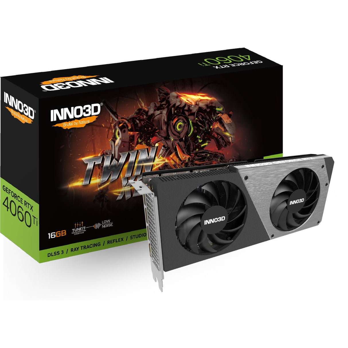 Inno3d inno3d n406t2-16d6-178055n geforce rtx 4060 ti twin x2, 16gb gddr6, 128-bit, 2535, 18gbps, 3xdp+hdmi